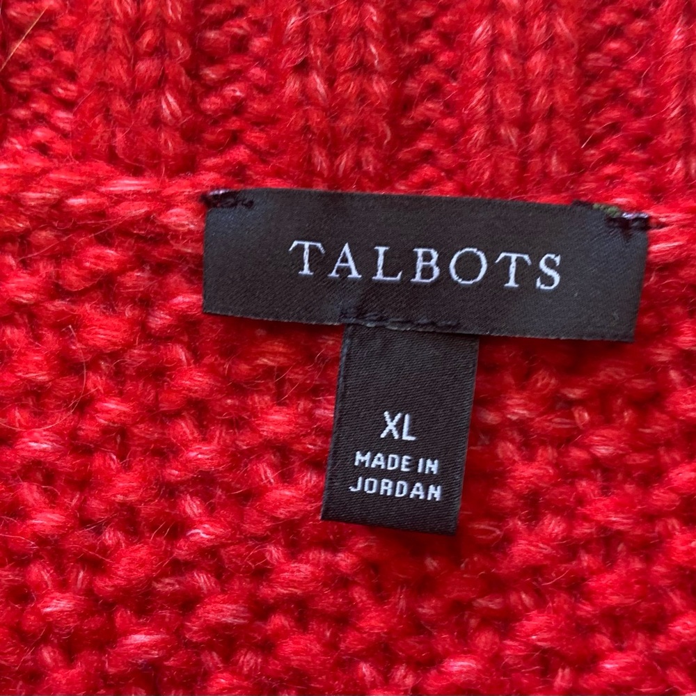 Talbots Bold Red Cable Knit Sweater - image 7